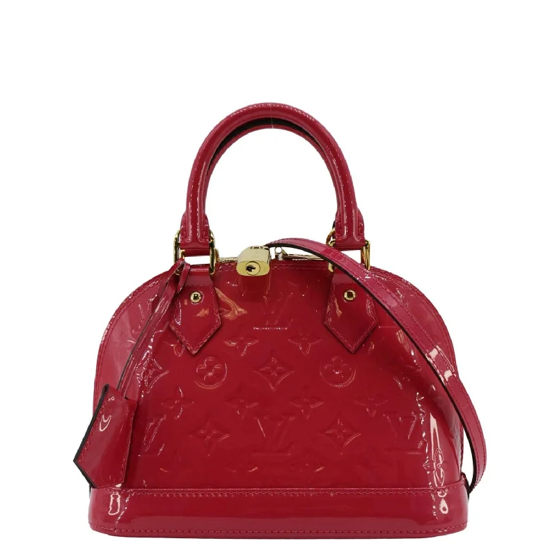 LOUIS VUITTON Alma BB Monogram Patent Leather Satchel Crossbody Bag Hot Pink