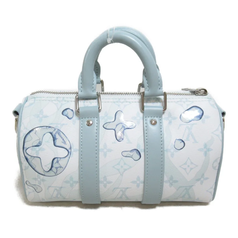 LOUIS VUITTON Aqua Garden Keepall Bandouliere Boston Bag Blue blue crystal Monogram Aqua Garden leather M22527