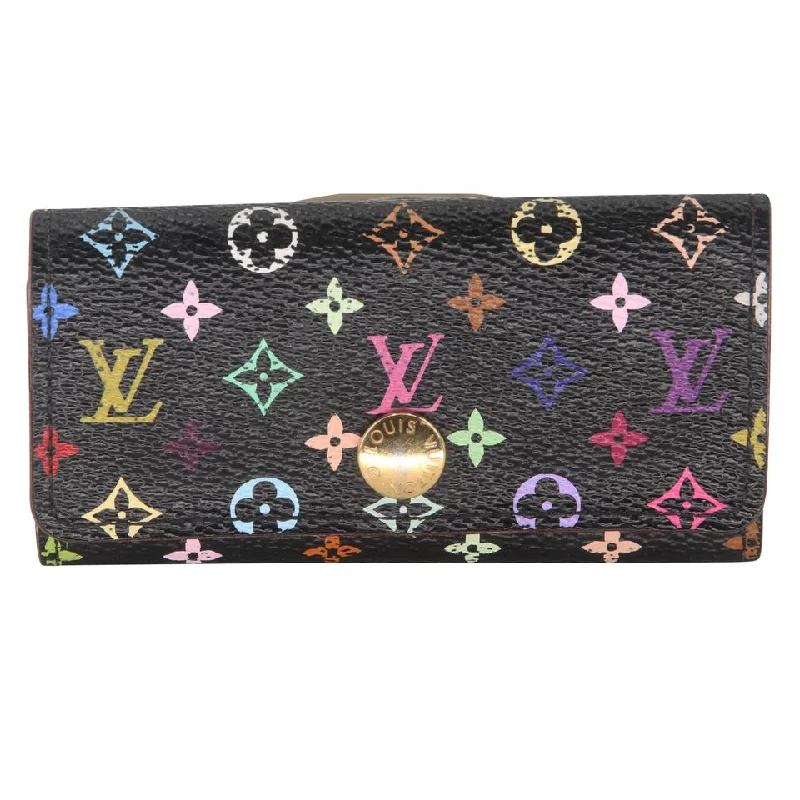 Louis Vuitton Black Pink Takashi Murakami Monogram Multicolore Multicles 4 Key Holder Wallet Tech Accessory