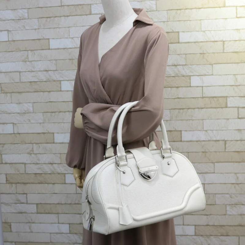 LOUIS VUITTON Bowling Montaigne GM Epi Shoulder Bag Leather M5931J White Ladies