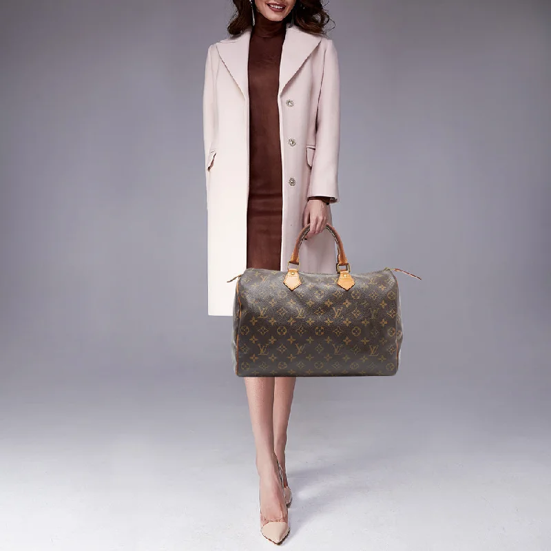 LOUIS VUITTON Brown Canvas Monogram Speedy 35 Handbag