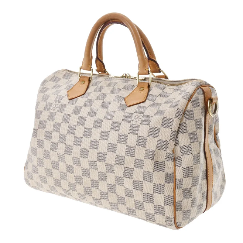 LOUIS VUITTON Damier Azur Speedy Bandouliere 30 Made in USA White N41001 Women's Handbag