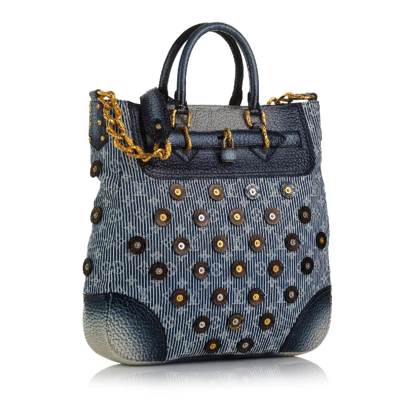 Louis Vuitton Monogram Stripes Denim Polka Dot Trunks and Bags Corsaire Tote (SHG-37846)