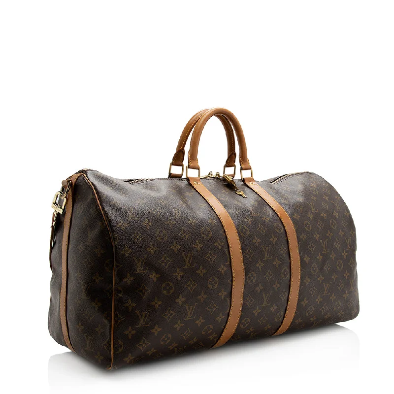 Louis Vuitton Vintage Monogram Canvas Keepall Bandouliere 55 Duffel Bag (SHF-21498)