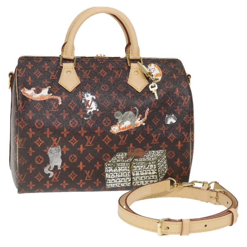 LOUIS VUITTON Catgram Speedy Bandouliere 30 Hand Bag Brown M44401 LV Auth 56154A