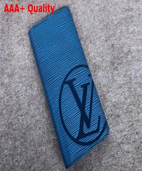 Louis Vuitton Circle signature Brazza Wallet Epi Leather Bleu Azur