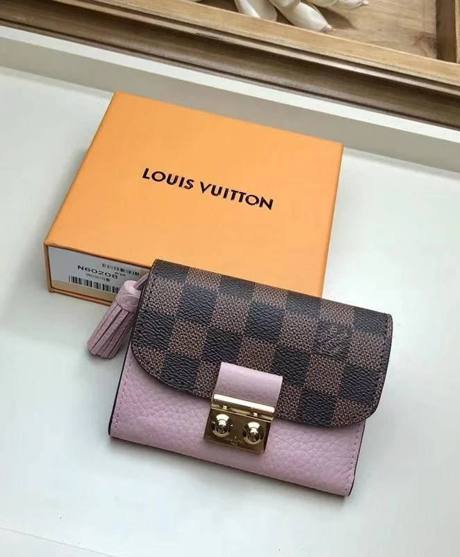 Louis Vuitton Croisette Compact Wallet Damier Ebene canvas w/ grained leather Magnolia