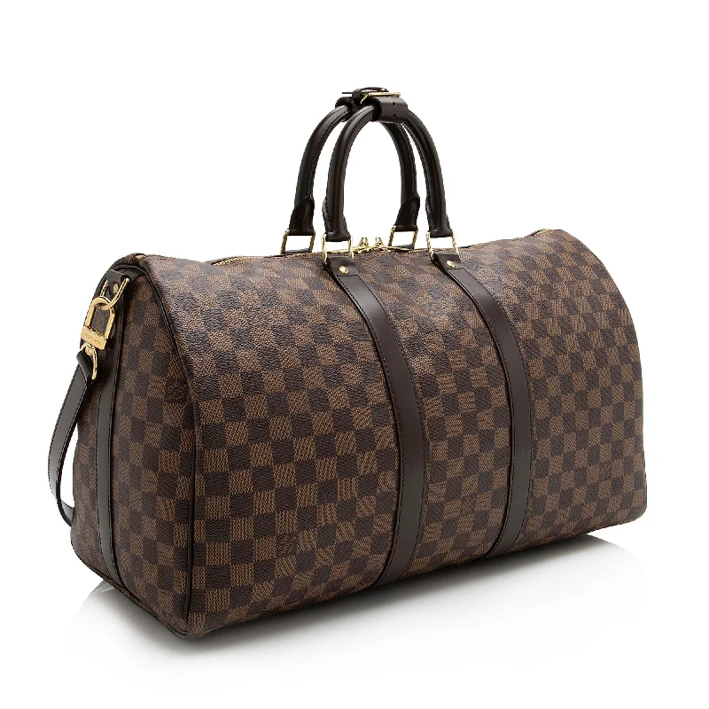 Louis Vuitton Damier Ebene Keepall Bandouliere 45 Duffel Bag (SHF-22790)