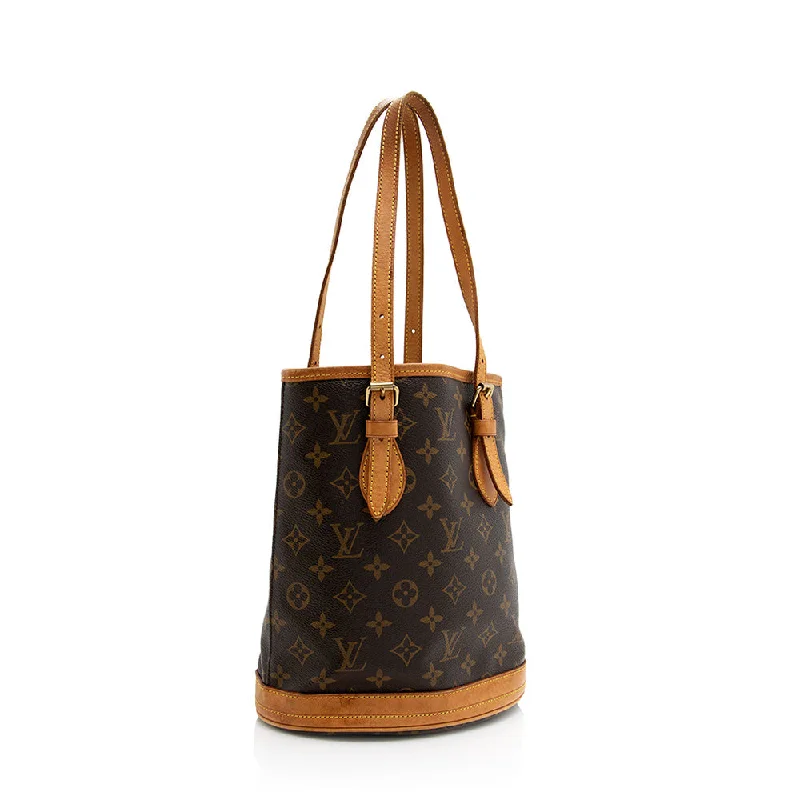 Louis Vuitton Monogram Canvas Petit Bucket Tote (SHF-21305)