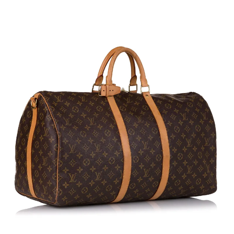 Louis Vuitton Monogram Keepall Bandouliere 55 (SHG-35116)